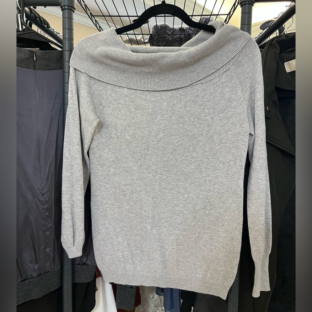 Off the shoulder grey sweater